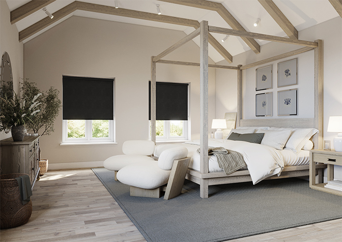Flori Faux Suede (Blackout), Black - Twist&Fit Roller Blind - Image 7